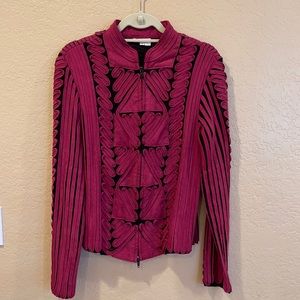 Magenta Mesh and Suede Jacket
